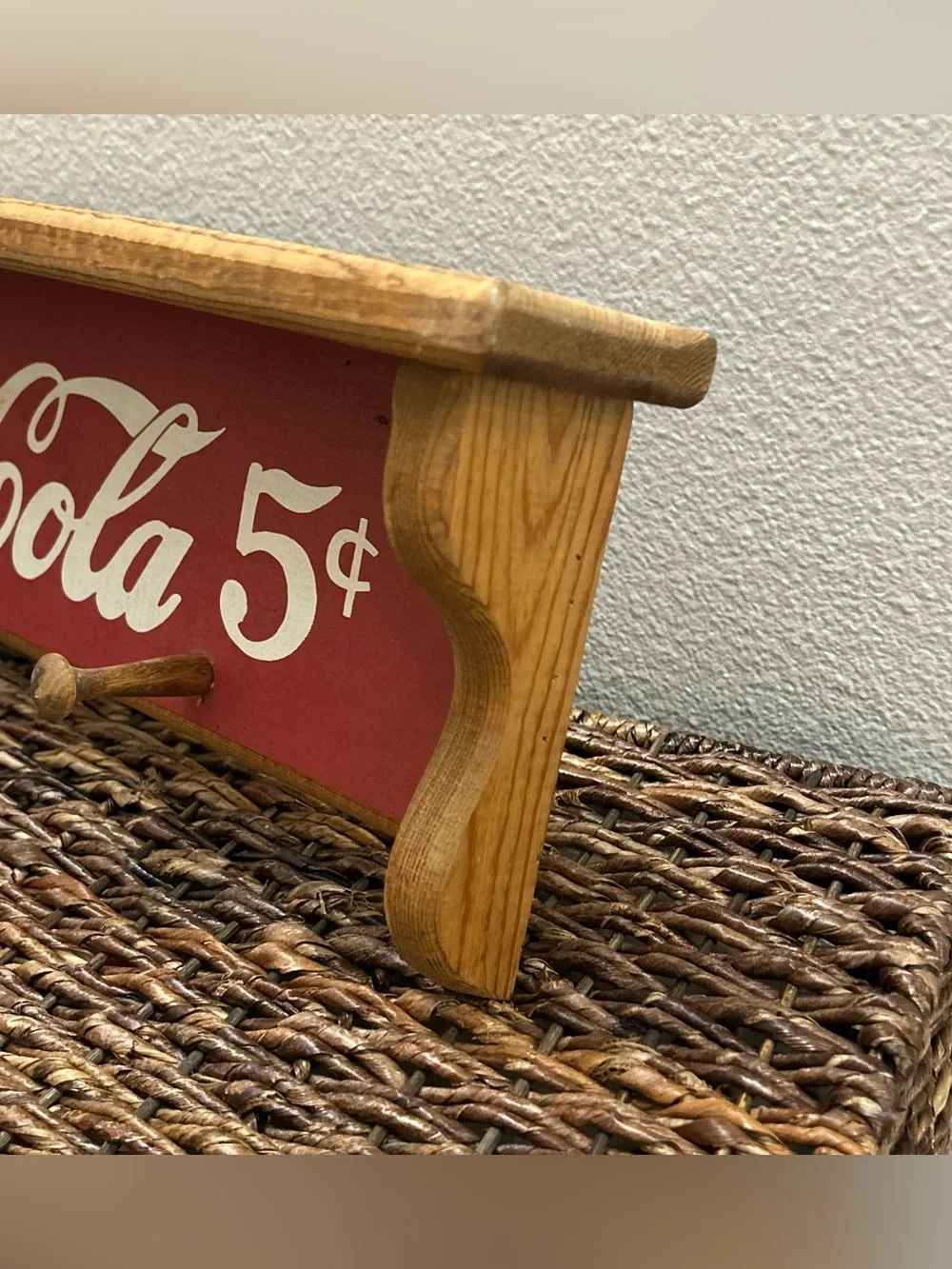 Vintage Coca-Cola Wooden Wall Shelf Rustic Vtg Decor Display